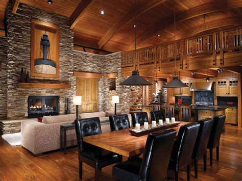 Log Home Interior Decorating Ideas Cabin Log Interior Fireplace Stone
