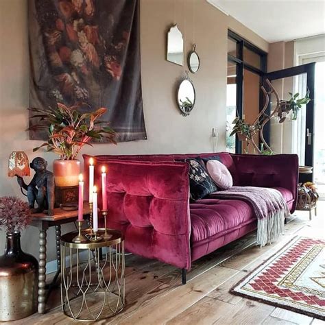 Living Room With Pink Purple Velvet Couch Home Living Room Home And