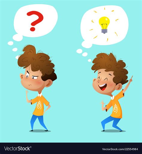 Cartoon Thinking Boy Emotions And Gestures Vector Image