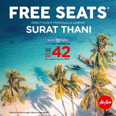 Airasia free seats promotion 2019 is starting now! AirAsia FREE Seats Promotion Flight To Surat Thani (valid ...