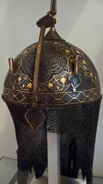 Helmet Persian 1850 Ce Qajar Period Steel With Gold Overlay Ancient