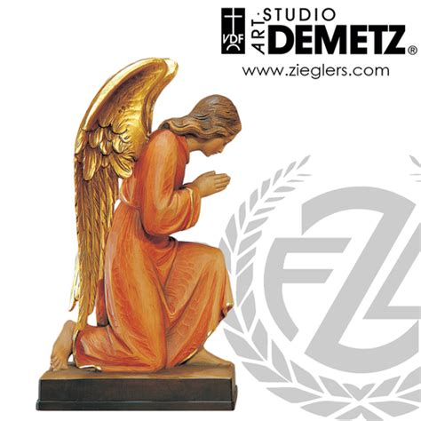 Adoring Kneeling Angel Statue Set 33 Color Linden Wood 1260