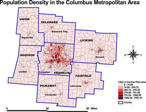 Population Density In The Columbus Metropolitan Area Personmillion