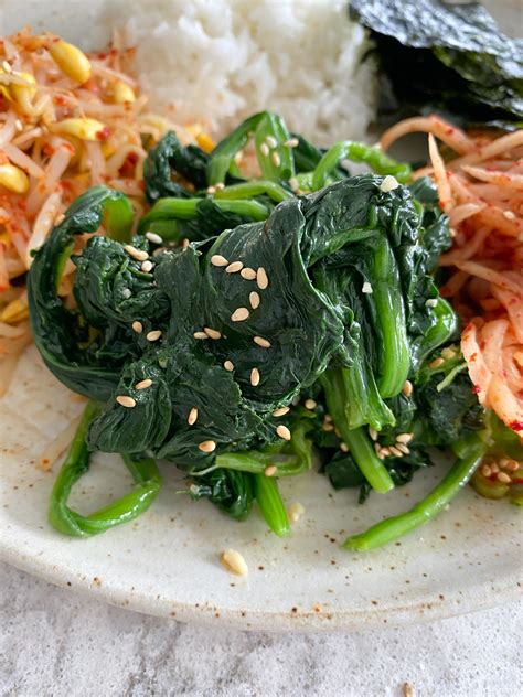 Korean Marinated Spinach Banchan Sigeumchi Namul Hip Foodie Mom