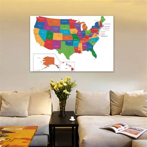 Us Political Map America Map Administrative Map Canvas Wall Prints