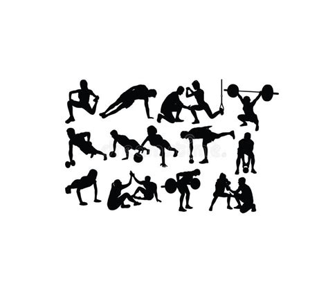 Fitness And Gym Activity Silhouettes Stock Vector Illustration Of