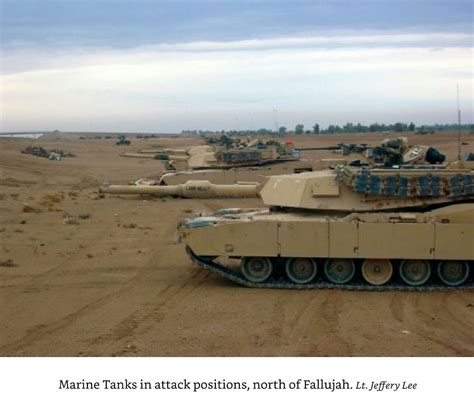 Marine Tanks In Attack Positions North Of Fallujah Battlefield