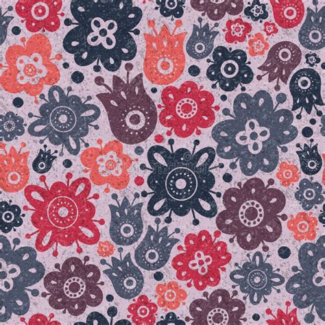 Abstract Silhouettes Of Flowers Texture Seamless Pattern Stock Vector