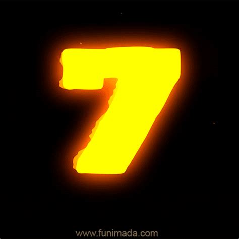 Seven 7  Fire Animated Number On Black Background