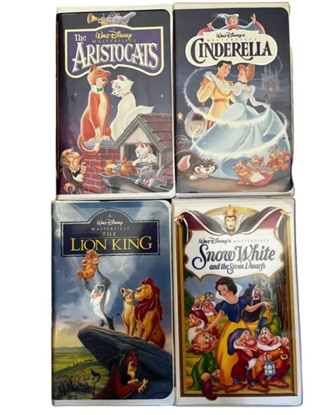 Walt Disney Vhs Masterpiece Video Aristocats Cinderella Lion King Snow White Picclick