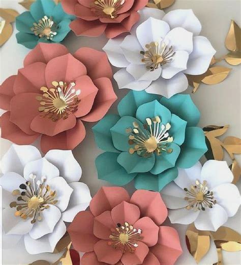 Molde de flores en papel o cartulina Decoración de flores de papel Cómo hacer flores de papel