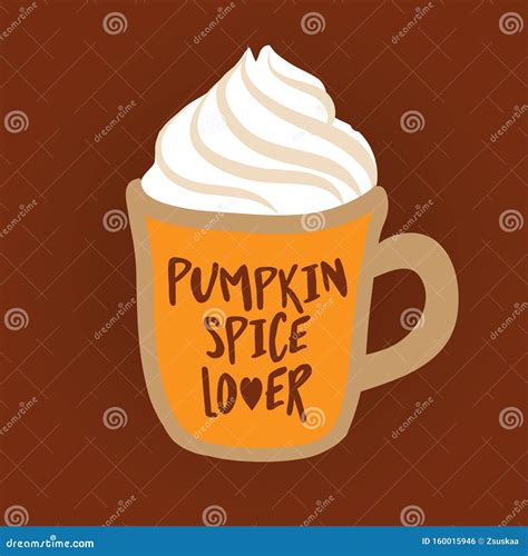 Pumpkin Spice Latte Hand Drawn Vector Illustration Stock Vector Illustration Of Cappuccino