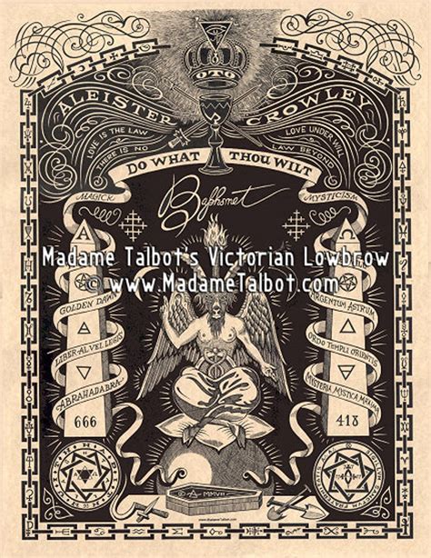 Madame Talbot S Aleister Crowley Baphomet Victorian Lowbrow Occult Magick Oto Poster Etsy