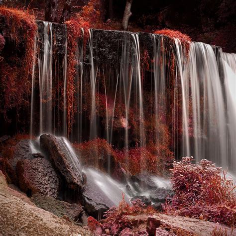 Red Surreal Waterfall Photograph By Sandra Rugina