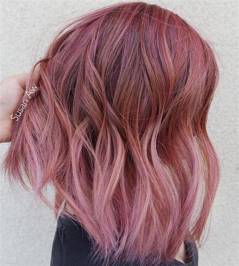Red Hair With Pink Highlights Redhaircolor Bob Pastel Hair Color