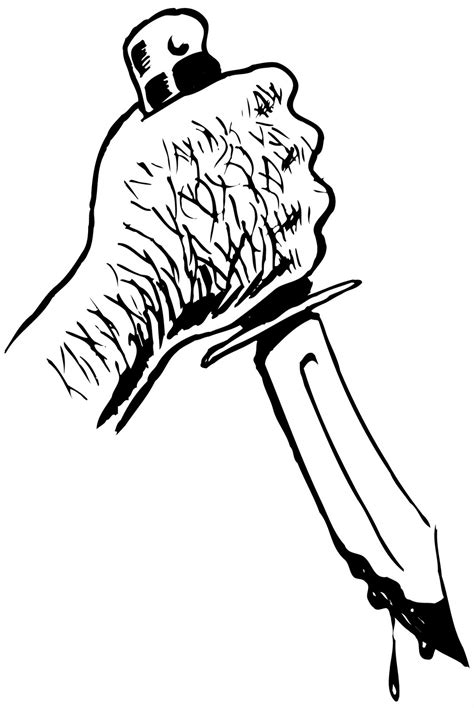 The best free knife drawing images. Hand Holding Bloody Knife Drawing Sketch Coloring Page