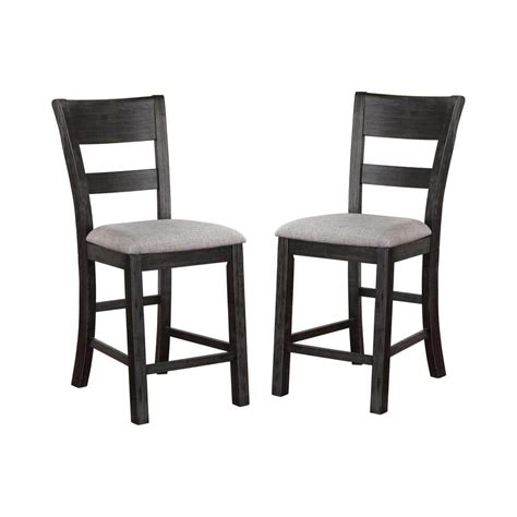 Furniture Of America Huxley 25 In Rustic Antique Black Counter Height Chairs Set Of 2 Idf