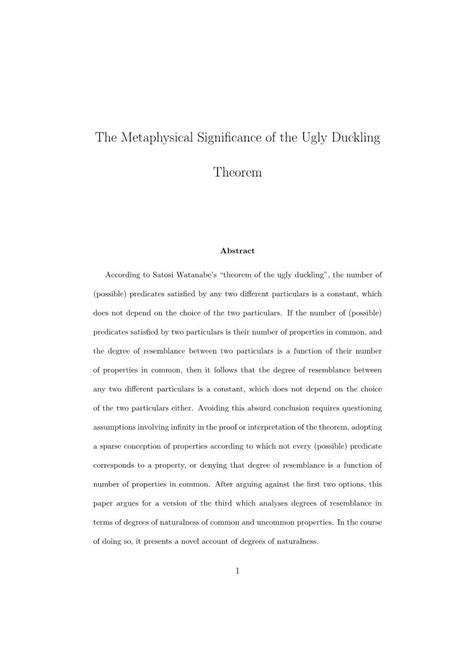 The Metaphysical Significance Of The Ugly Duckling Theorem Docslib