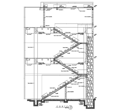 Structural Projected Section View Of Stair Design Dwg File Cadbull My