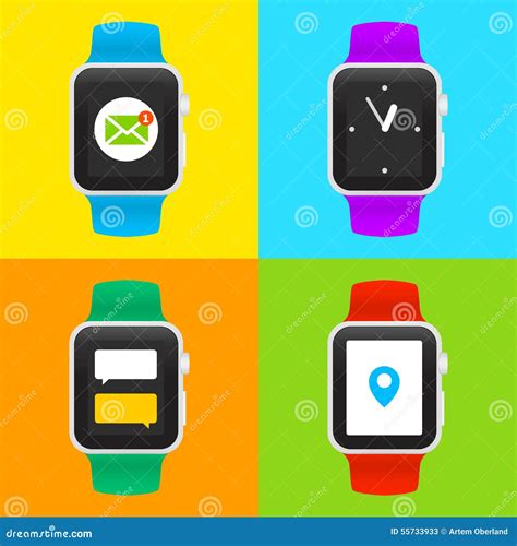 Vector Smart Watch Icons Stock Vector Illustration Of Infographics