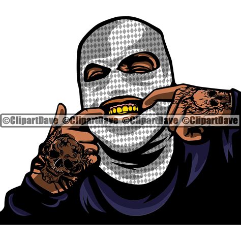 Gangster Ski Mask Svg Design Thug Show Gold Teeth Grill Savage Etsy