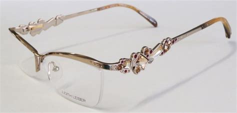 New Authentic Judith Leiber Gold Red Rhinestones Titanium Eyeglass