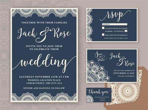rustic wedding invitation design template include rsvp card sa 216481 vector art at vecteezy