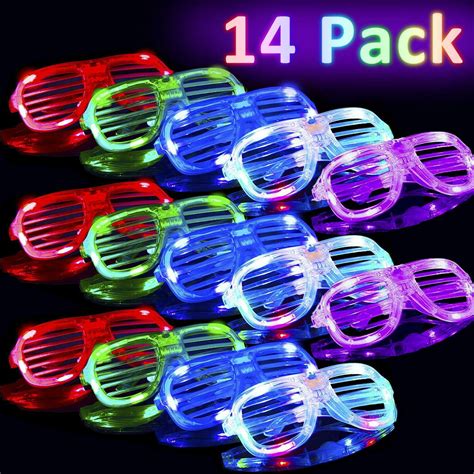 14 Pack Light Up Glasses 4 Color Led Glasses For Kids Men Women Glow In