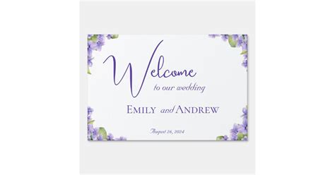 Elegant Violets Watercolor Flower Wedding Welcome Sign Zazzle