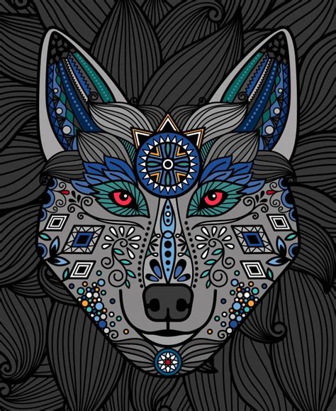 Download Wolf Head With Colorful Ornamental Pattern Design | Wolf ...