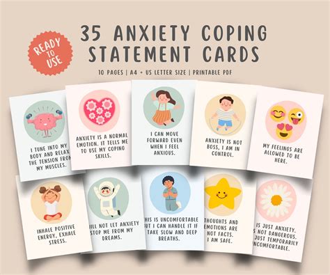 35 Anxiety Coping Statement Cards Teens Kids Anxiety Affirmations