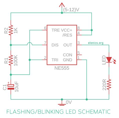 Adjustable Flashing Blinking Led Circuit Using Timer Ic