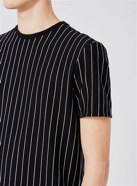 Topman Cotton Black And White Vertical Stripe T Shirt For Men Lyst