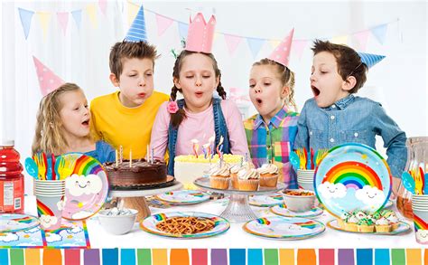 Rainbow Party Supplies 141pcs Rainbow Birthday Decorations Tableware Set Rainbow Party Plates