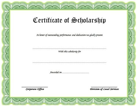 Scholarship Award Certificate 9 Examples Format Pdf