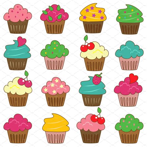 Cupcakes Vectors Food Illustrations ~ Creative Market