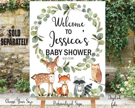 Woodland Animals Baby Shower Signs Boho Baby Shower Signs Etsy