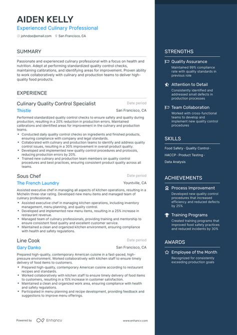 5 Culinary Resume Examples And Guide For 2023