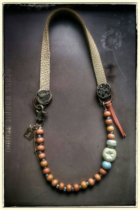 Bohemian Necklace Leather Beaded Mixed Media Necklace Wish On A