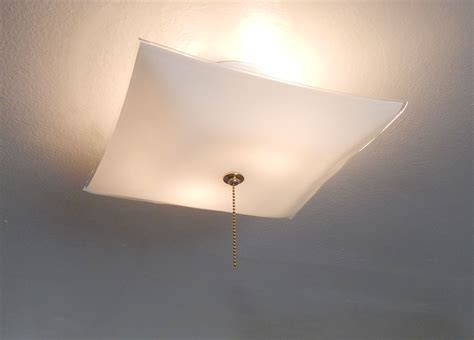 Mid Century Center Post Ceiling Light Vintage Glass New Pull Chain