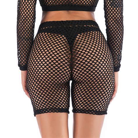 Sexy Sheer Black Mesh Shorts Nightclothes Lingerie N19013