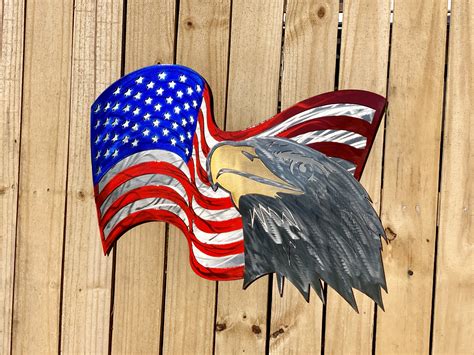 American Flag With Eagle Liberty Metal And Design