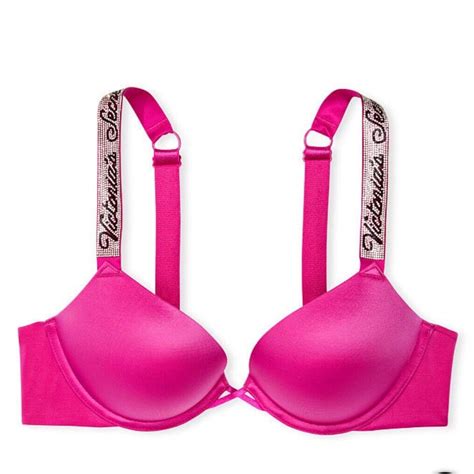 Victorias Secret Bombshell Add 2 Cups Pink Shine Strap Push Up Bra 38c