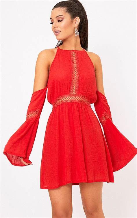 8 clothing brands we turn to for affordable women's basics. Red Cheesecloth Cold Shoulder Swing Dress | Dresses, Swing ...