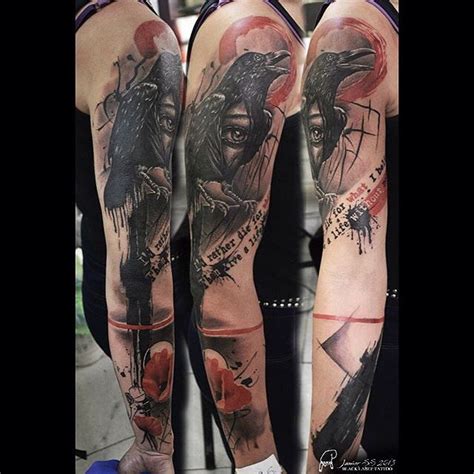 40 Raven Tattoos On Sleeve