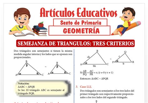 Semejanza De Tri Ngulos Tres Criterios Para Sexto De Primaria