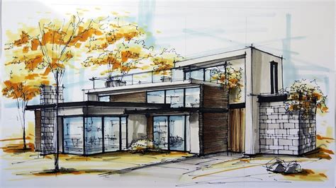 Architectural Sketching House 6 Youtube Buildings Sketch