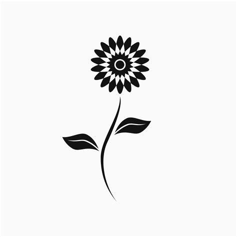 Sunflower Black And White Silhouette Illustration For Logoicon And