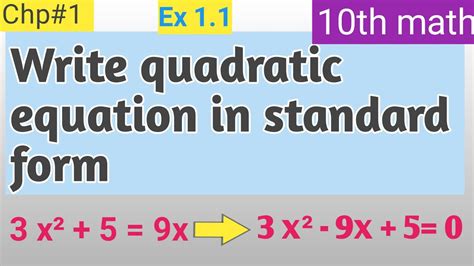 How Write Quadratic Equations In Standard Form Convert Quadratic