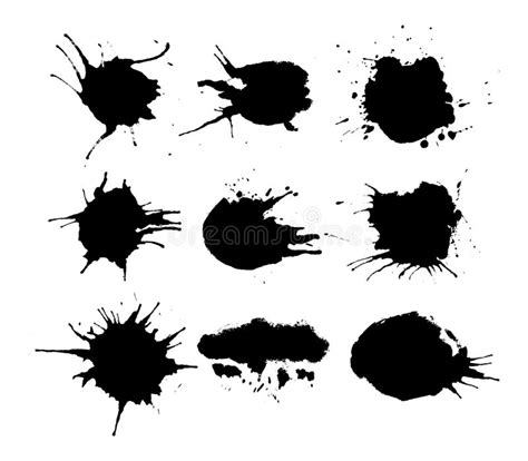 El Sistema De Tinta Negra Salpica Y Cae Ilustración Del Vector